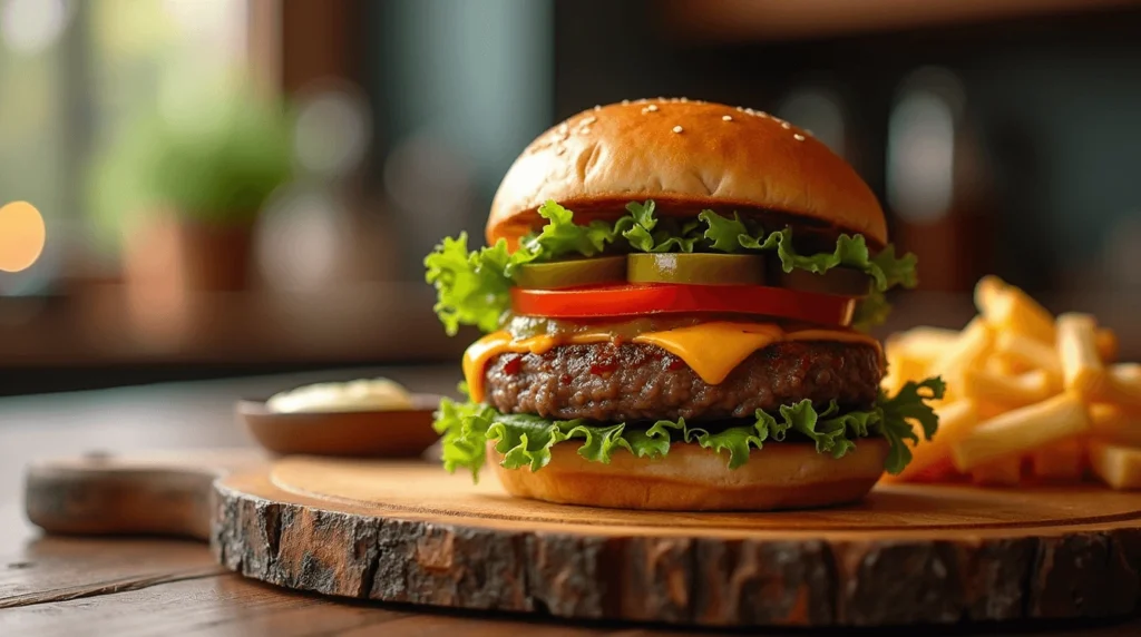 Juicy wagyu smash burger with Crispy Edges and Melted Cheese