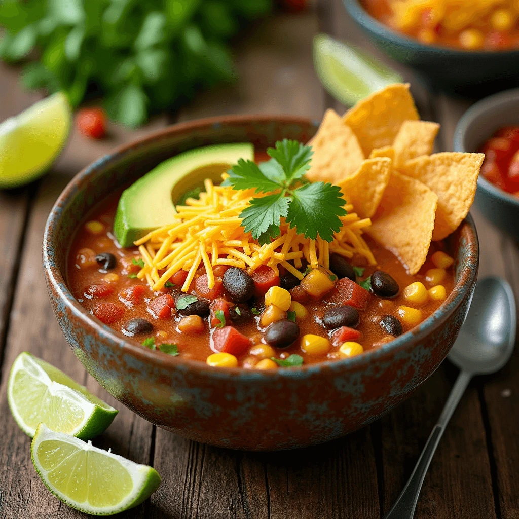 Chilled Taco Soup Frios with Fresh Garnishes